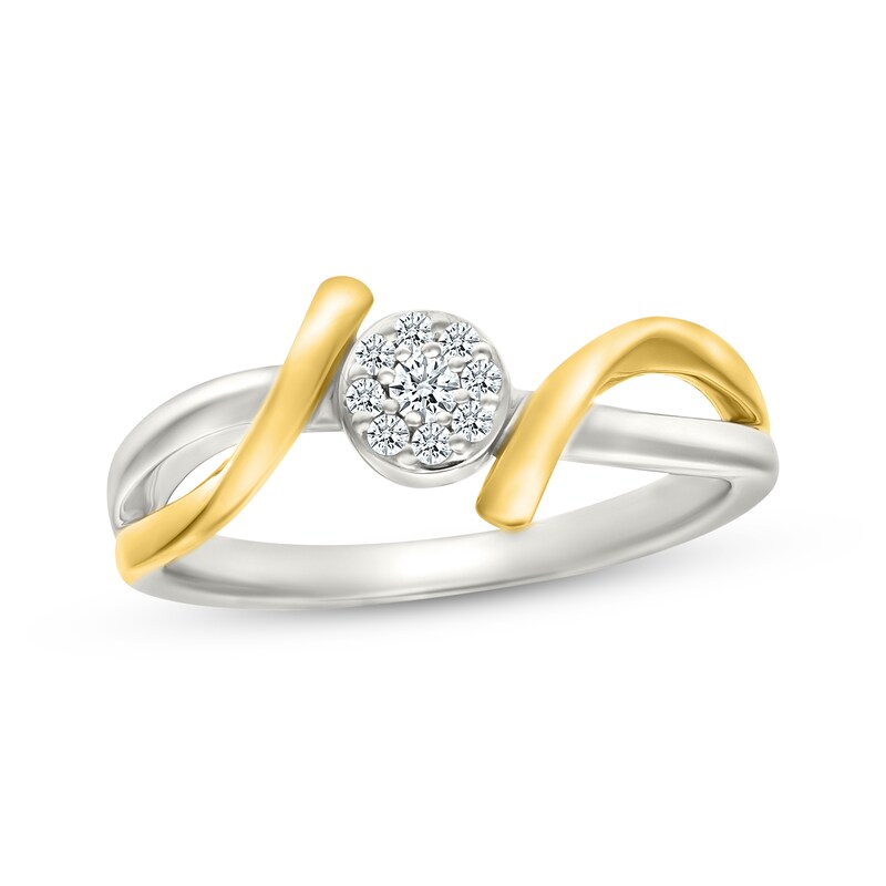 Main Image 1 of Diamond Bypass Promise Ring 1/10 ct tw Sterling Silver & 10K Yellow Gold