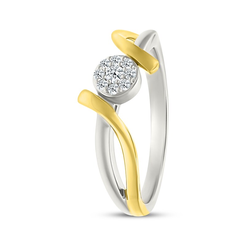 Main Image 2 of Diamond Bypass Promise Ring 1/10 ct tw Sterling Silver & 10K Yellow Gold