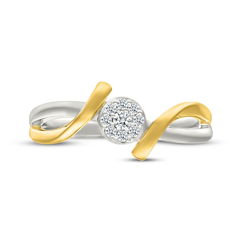 Main Image 4 of Diamond Bypass Promise Ring 1/10 ct tw Sterling Silver & 10K Yellow Gold