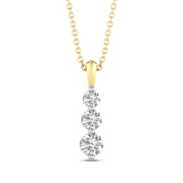 Memories, Moments, Magic Diamond Three-Stone Necklace 1/2 ct tw 10K Yellow Gold 18&quot;