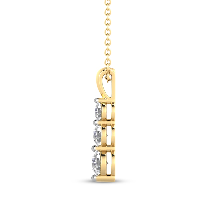 Main Image 2 of Memories, Moments, Magic Diamond Three-Stone Necklace 1/2 ct tw 10K Yellow Gold 18"