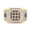 Thumbnail Image 1 of Men's Champagne & White Diamond Octagon Ring 2 ct tw 10K Yellow Gold
