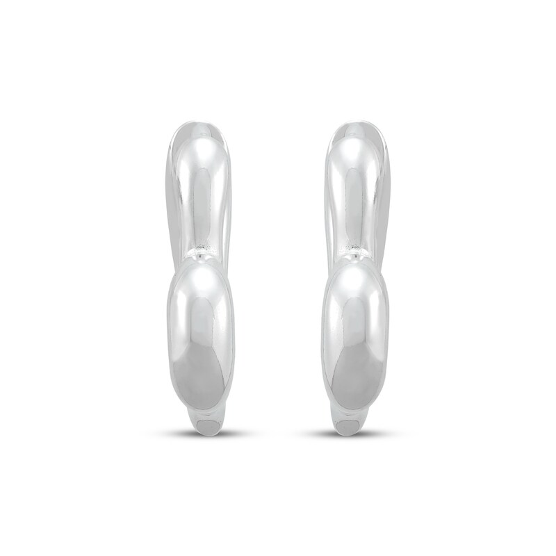 Main Image 2 of Puff Heart Tube Hoop Earrings Sterling Silver