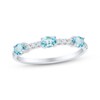 Thumbnail Image 1 of Oval-Cut Swiss Blue Topaz & Diamond Ring 1/10 ct tw Sterling Silver