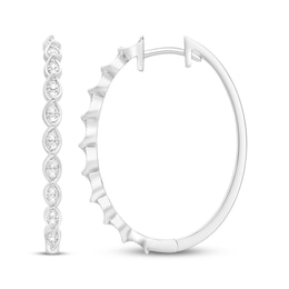 Diamond Marquise Frame Hoop Earrings 1/4 ct tw 10K White Gold
