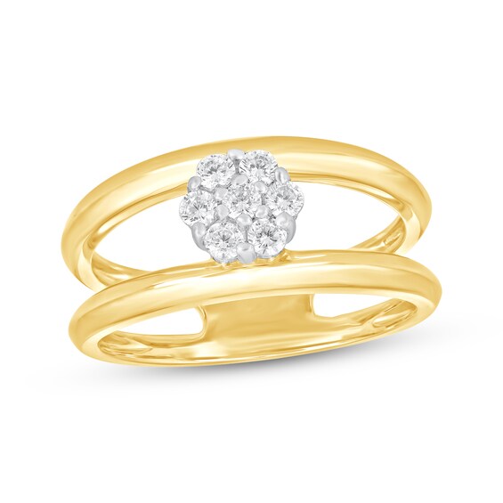 Multi-Diamond Split Shank Fashion Ring 1/4 ct tw 14K Yellow Gold