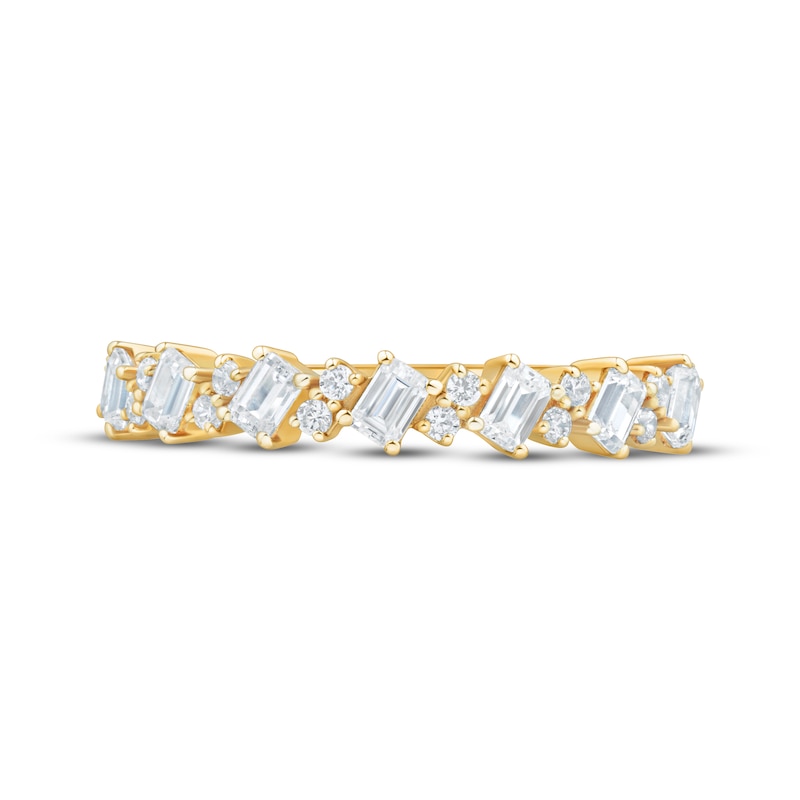 Main Image 3 of Adore Round & Emerald-Cut Anniversary Ring 3/4 ct tw 10K Yellow Gold