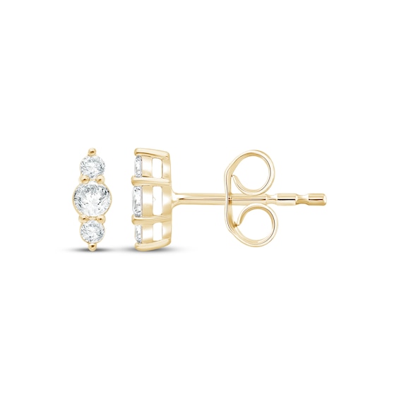 KAY Lab-Grown Diamonds Three-Stone Vertical Stud Earrings 1/5 ct tw 14K Yellow Gold