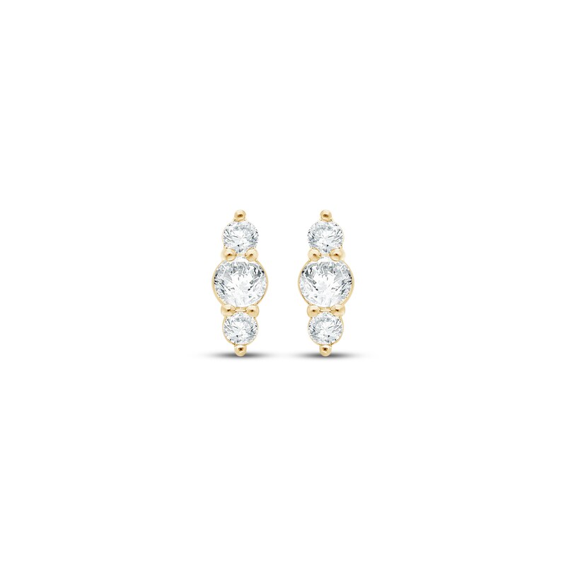 Main Image 2 of KAY Lab-Grown Diamonds Three-Stone Vertical Stud Earrings 1/5 ct tw 14K Yellow Gold