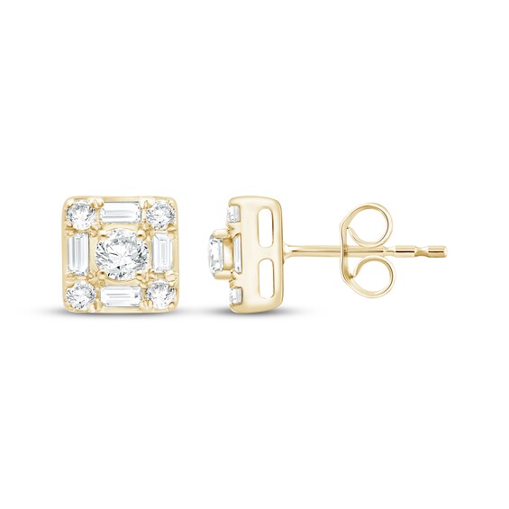 KAY Lab-Grown Diamonds Baguette & Round-Cut Stud Earrings 3/4 ct tw 14K Yellow Gold