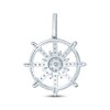 Thumbnail Image 3 of Men's Baguette & Round-Cut Diamond Ship Wheel Charm 1 ct tw 10K White Gold