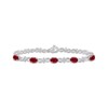 Thumbnail Image 1 of Oval-Cut Lab-Created Ruby & White Lab-Created Sapphire Infinity Link Bracelet Sterling Silver 7.5"