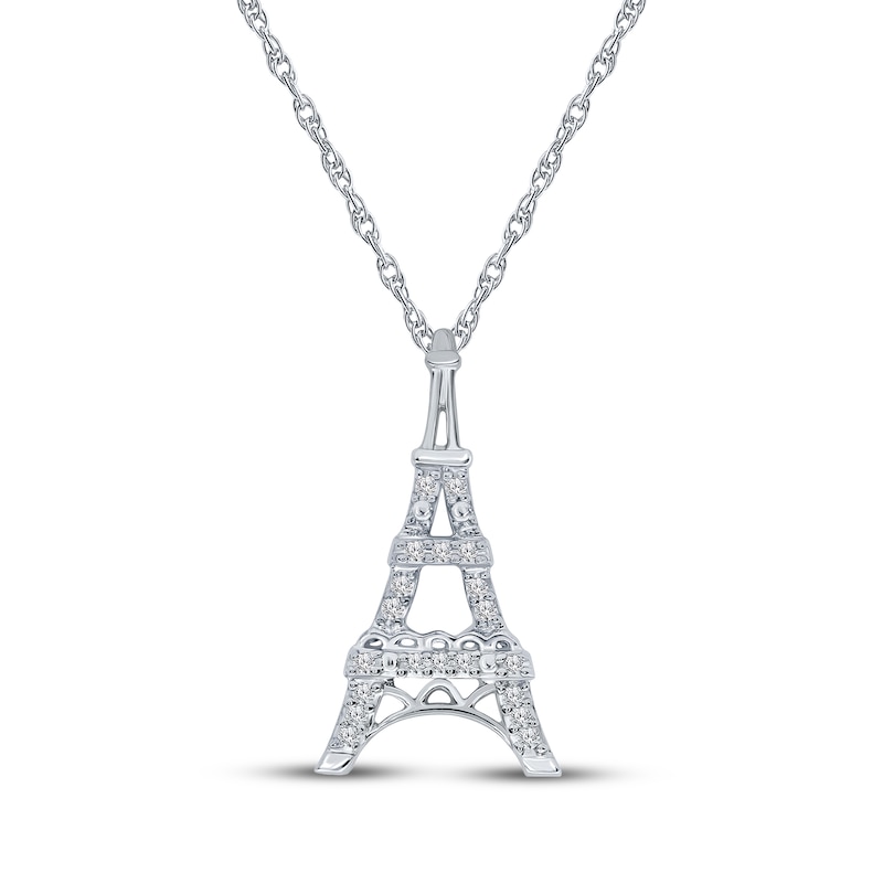 Main Image 1 of Diamond Eiffel Tower Necklace 1/10 ct tw Sterling Silver 18"