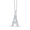 Thumbnail Image 2 of Diamond Eiffel Tower Necklace 1/10 ct tw Sterling Silver 18"