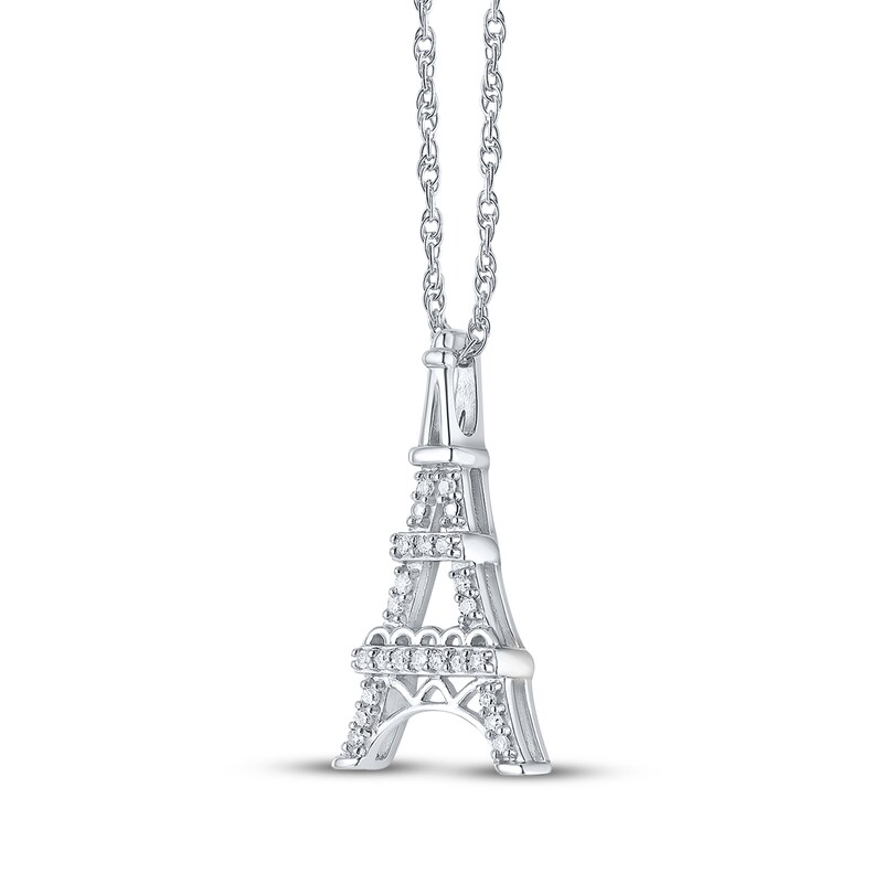 Main Image 2 of Diamond Eiffel Tower Necklace 1/10 ct tw Sterling Silver 18"