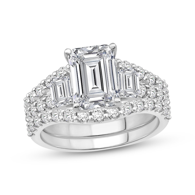 Main Image 1 of Adore Emerald-Cut Lab-Grown Diamond Bridal Set 4-7/8 ct tw 14K White Gold