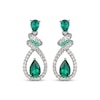 Thumbnail Image 2 of Pear-Shaped Lab-Created Emerald & White Lab-Created Sapphire Swirl Teardrop Dangle Earrings Sterling Silver