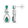 Thumbnail Image 3 of Pear-Shaped Lab-Created Emerald & White Lab-Created Sapphire Swirl Teardrop Dangle Earrings Sterling Silver