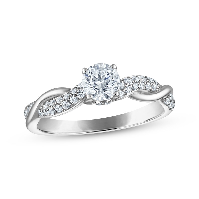 Main Image 1 of Adore Round-Cut Diamond Twist Shank Engagement Ring 3/4 ct tw 14K White Gold