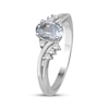 Thumbnail Image 2 of Oval-Cut Aquamarine & White Lab-Created Sapphire Ring Sterling Silver