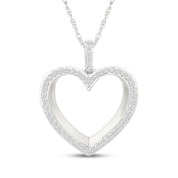 Diamond Heart Outline Necklace 1/4 ct tw 10K White Gold 18"