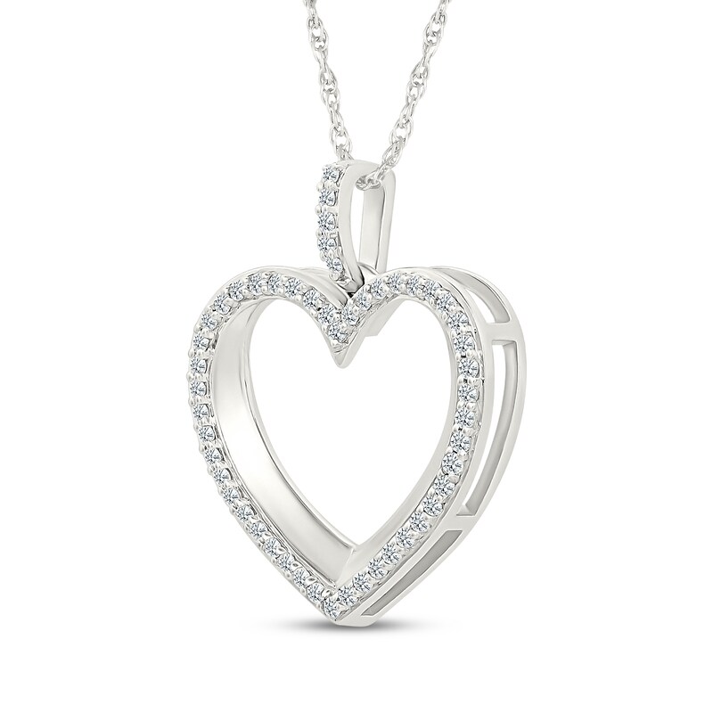 Main Image 2 of Diamond Heart Outline Necklace 1/4 ct tw 10K White Gold 18"