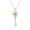 Thumbnail Image 1 of Heart-Shaped Peridot & White Lab-Created Sapphire Key Necklace Sterling Silver 18"