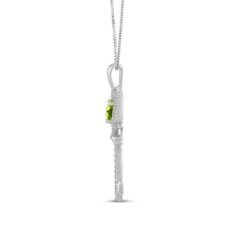 Main Image 2 of Heart-Shaped Peridot & White Lab-Created Sapphire Key Necklace Sterling Silver 18"