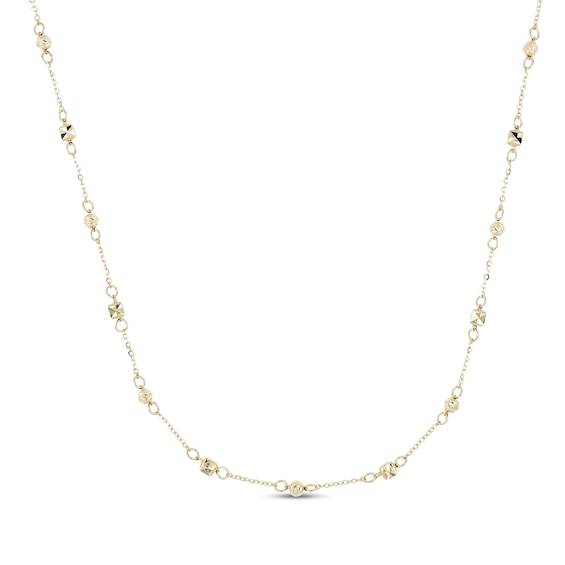 Italian Brilliance Diamond-Cut Bead Station Necklace 14K Yellow Gold 18"