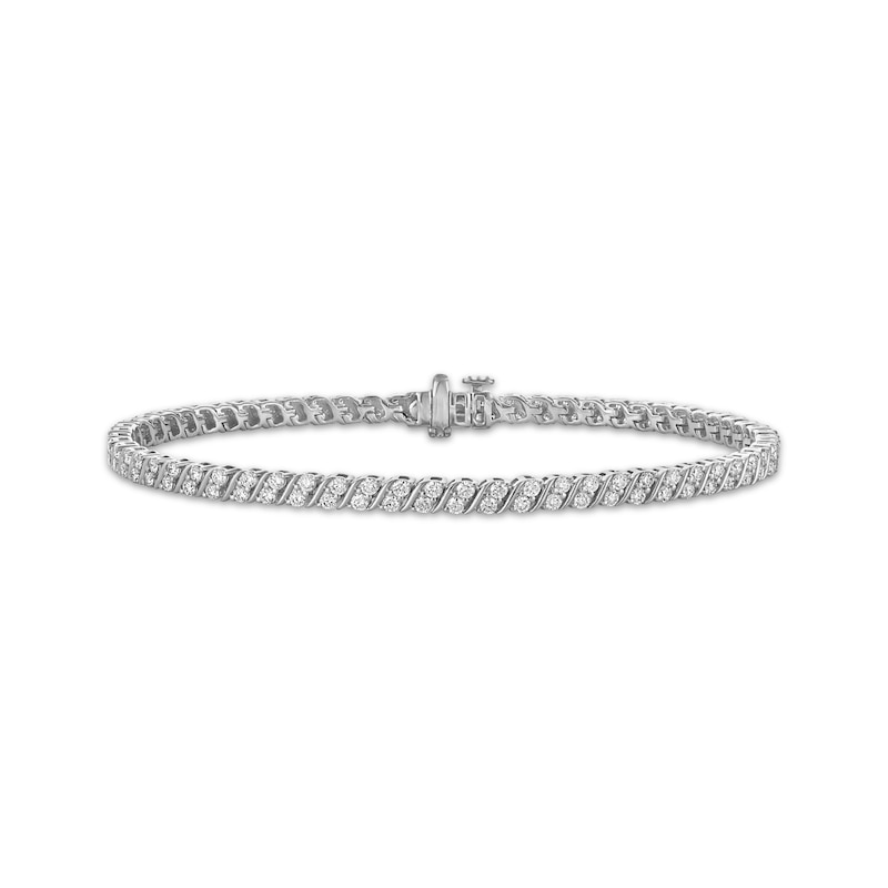 Main Image 1 of KAY Lab-Grown Diamonds Swirl Link Bracelet 2 ct tw 10K White Gold 7.25