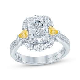 Monique Lhuillier Bliss Radiant-Cut White & Yellow Lab-Grown Diamond Engagement Ring 3-1/5 ct tw 18K White Gold