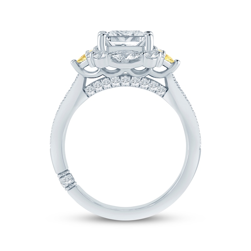 Main Image 3 of Monique Lhuillier Bliss Radiant-Cut White & Yellow Lab-Grown Diamond Engagement Ring 3-1/5 ct tw 18K White Gold