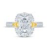 Thumbnail Image 4 of Monique Lhuillier Bliss Radiant-Cut White & Yellow Lab-Grown Diamond Engagement Ring 3-1/5 ct tw 18K White Gold