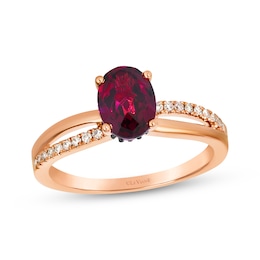Le Vian Oval-Cut Rhodolite Garnet & Pink Sapphire Ring 1/10 ct tw Diamonds 14K Strawberry Gold