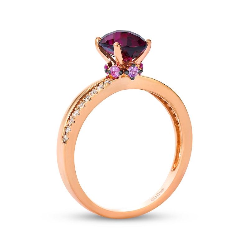 Main Image 2 of Le Vian Oval-Cut Rhodolite Garnet & Pink Sapphire Ring 1/10 ct tw Diamonds 14K Strawberry Gold