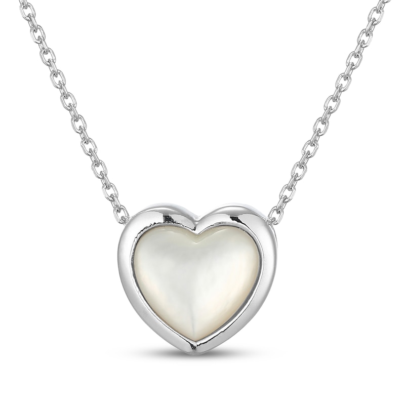 Main Image 1 of Mother-of-Pearl Heart Necklace Sterling Silver