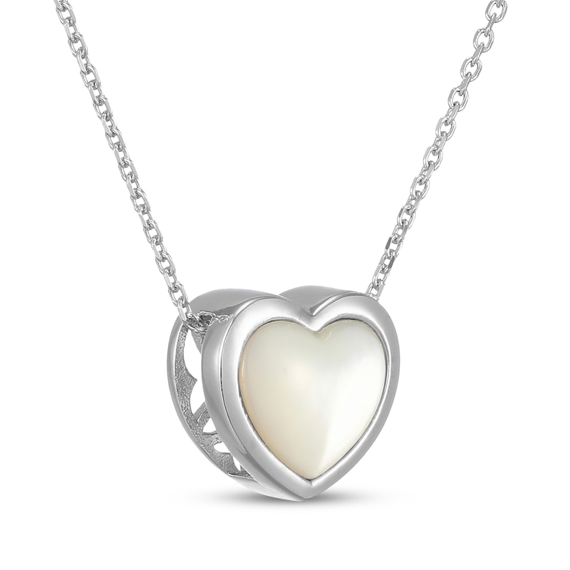 Main Image 2 of Mother-of-Pearl Heart Necklace Sterling Silver