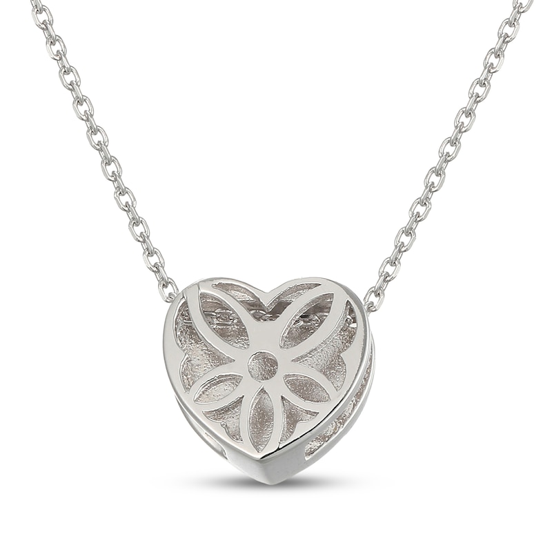 Main Image 3 of Mother-of-Pearl Heart Necklace Sterling Silver