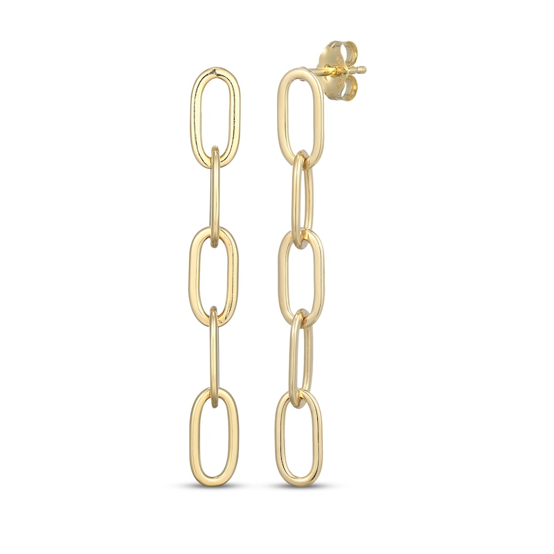Main Image 1 of Paperclip Link Drop Earrings 24K Yellow Gold Vermeil Sterling Silver