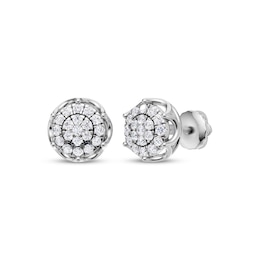 Men's Multi-Diamond Halo Stud Earrings 1/4 ct tw 10K White Gold