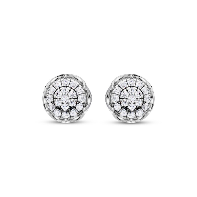 Main Image 2 of Men's Multi-Diamond Halo Stud Earrings 1/4 ct tw 10K White Gold