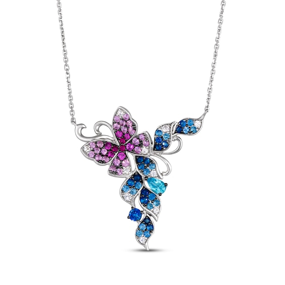 Le Vian Denim Ombré, Strawberry Ombré & Swiss Blue Topaz Necklace 14K Vanilla Gold 19"
