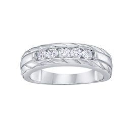 Men's Diamond Five-Stone Ring 1/2 ct tw 10K White Gold