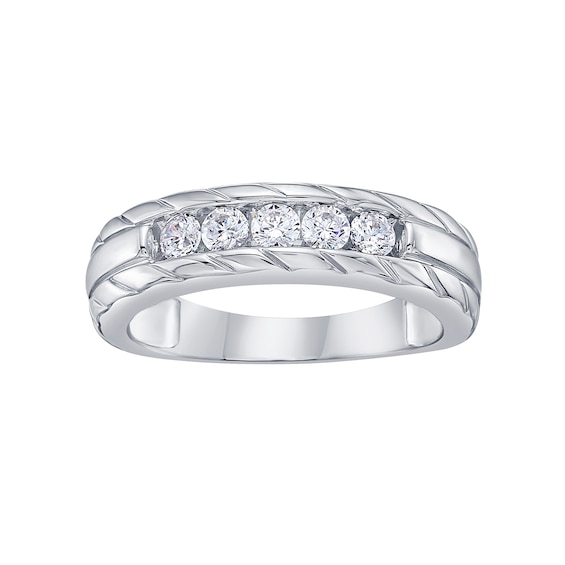 Men's Diamond Five-Stone Ring 1/2 ct tw 10K White Gold