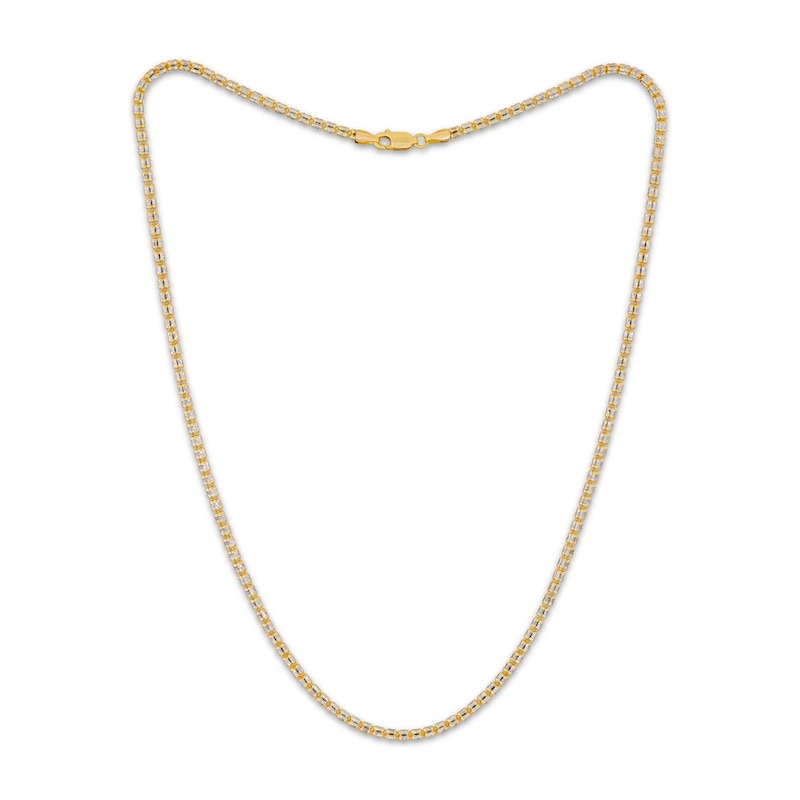 Main Image 2 of 3mm Diamond-Cut Ice Chain Necklace Solid 10K Yellow Gold 20"