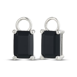 Emerald-Cut Black Agate Earring Charms Sterling Silver