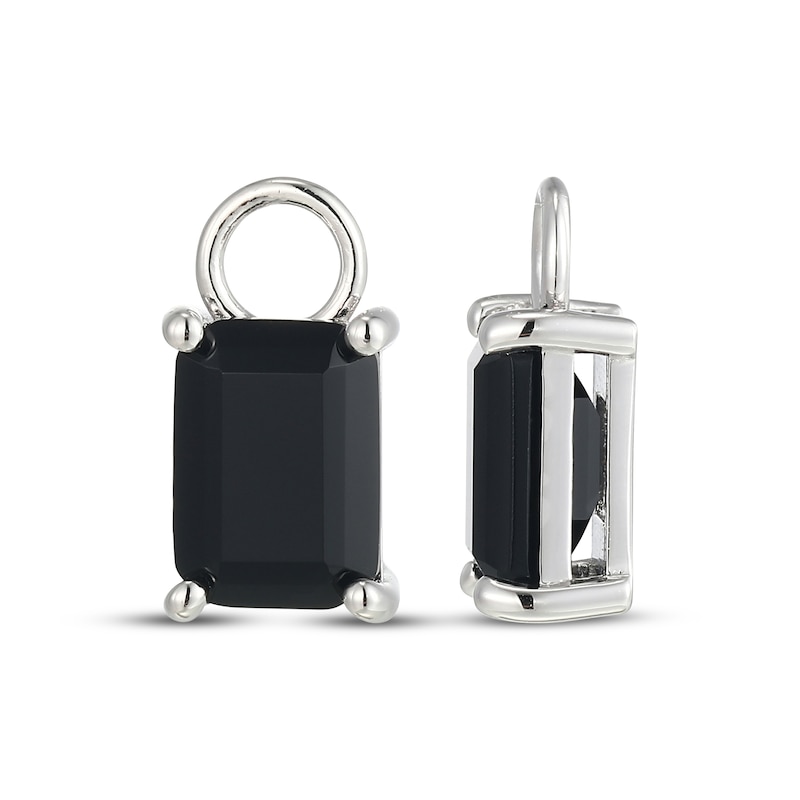 Main Image 3 of Emerald-Cut Black Agate Earring Charms Sterling Silver