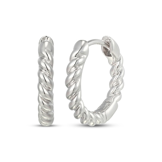 Polished Twist Hoop Earrings Sterling Silver 14mm