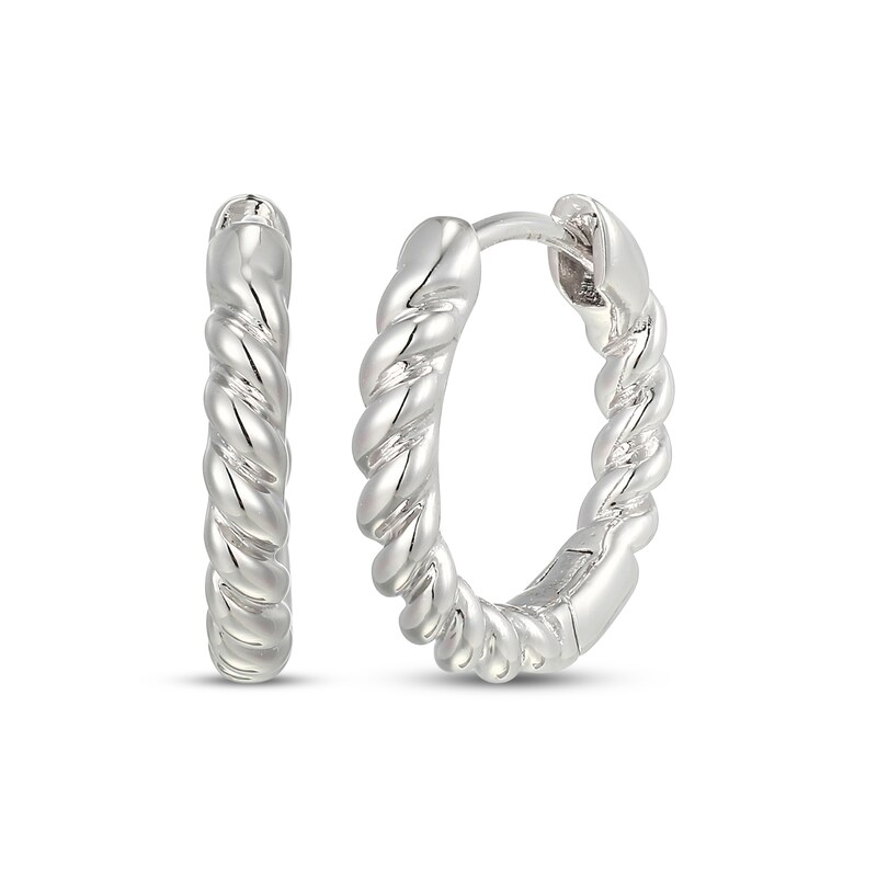 Main Image 1 of Polished Twist Hoop Earrings Sterling Silver 14mm