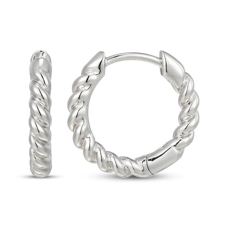Main Image 3 of Polished Twist Hoop Earrings Sterling Silver 14mm